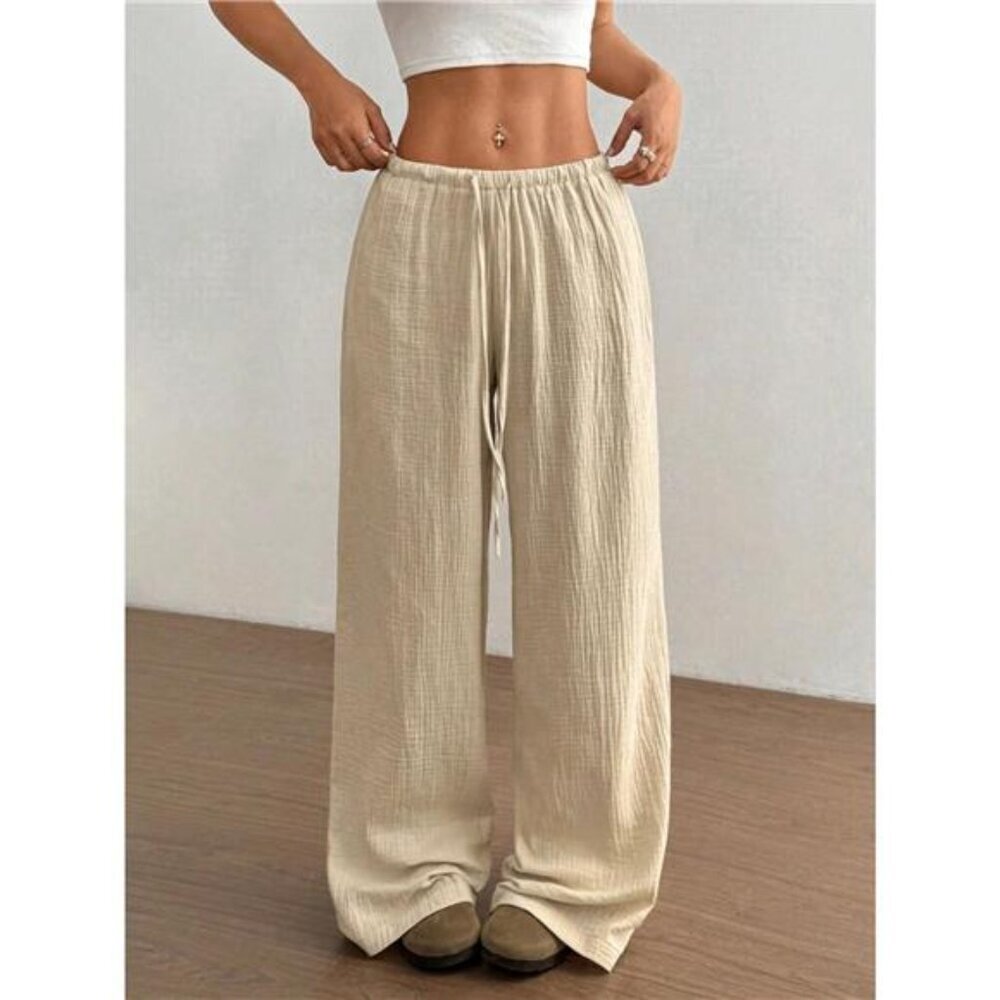 Drawstring Wide-Leg Casual Pants